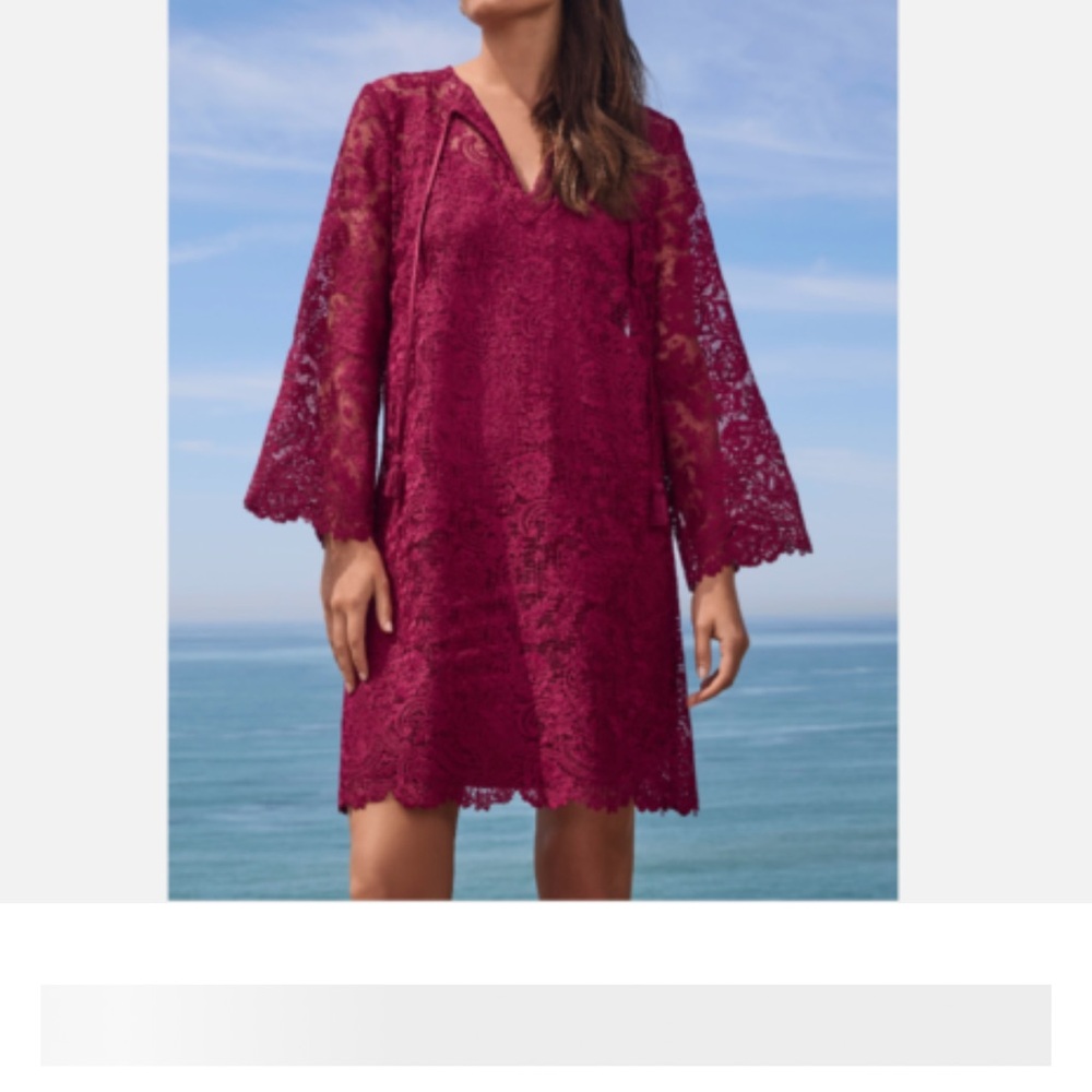 Johnny Was Burgundy Lace Eyelet Tunic Size Small